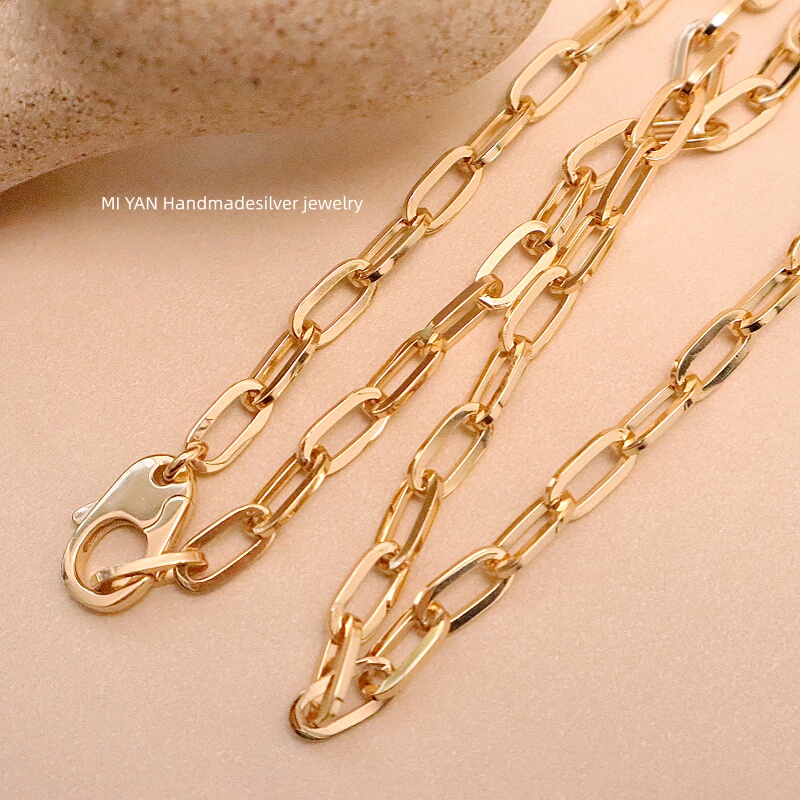 Minimalist Italian Gold-Plated 925 Silver Necklace with a Unique Design, Versatile and Elegant for Women