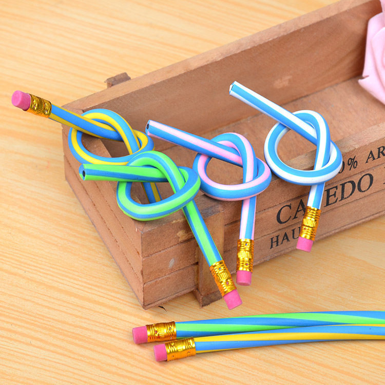 Korea Creative Stationery Wholesale Elementary School Students Prizes Gifts Cartoon Folding Soft Pencils Yiwu Small Commodities