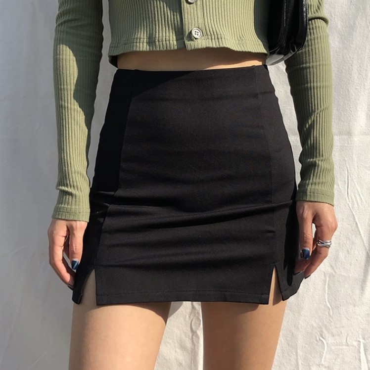 Black split skirt women's 2021 spring and summer new short skirt tight thin a-word hip skirt temperament skirt