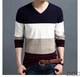 Mùa thu đông mới áo thun nam tay dài cổ chữ V thanh niên tăng phần mỡ mỏng phần rắn màu áo len cashmere rộng size áo thun nam