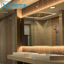 Hotel backlit bathroom mirror toilet right angle wall-mounted LED light-transmissive bathroom frameless mirror Anti-fog