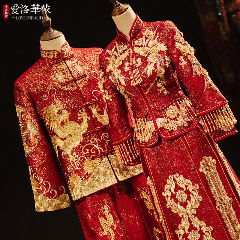 High-end show and suit 2022 new spring and summer lovers dragon and phoenix-style wedding wedding wedding toast with a wine suit