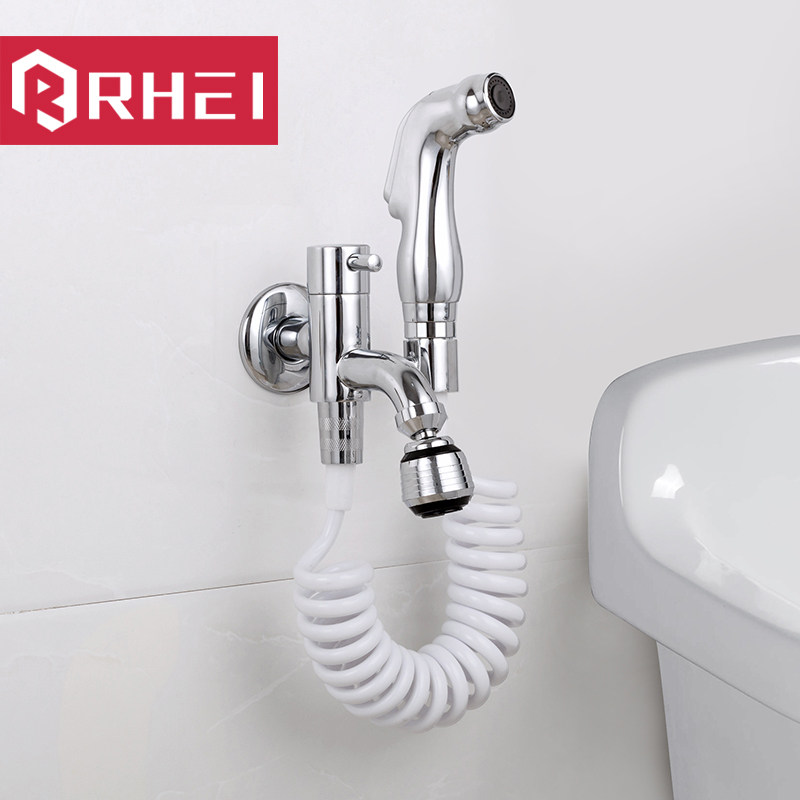 Dual-use mop pool faucet all copper three-way one in two out washer spray gun set washing machine faucet single cold