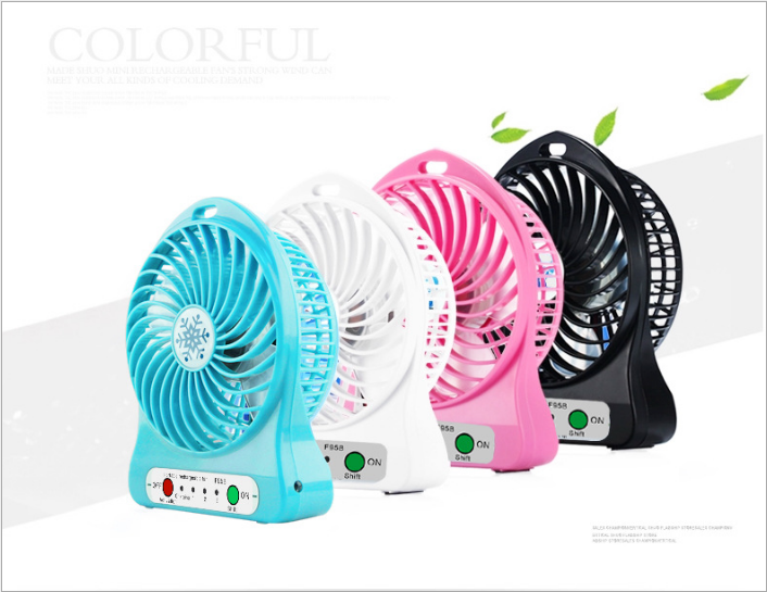 Charging electric fan portable small fan USB battery portable charging electric fan with LED light mini-fan