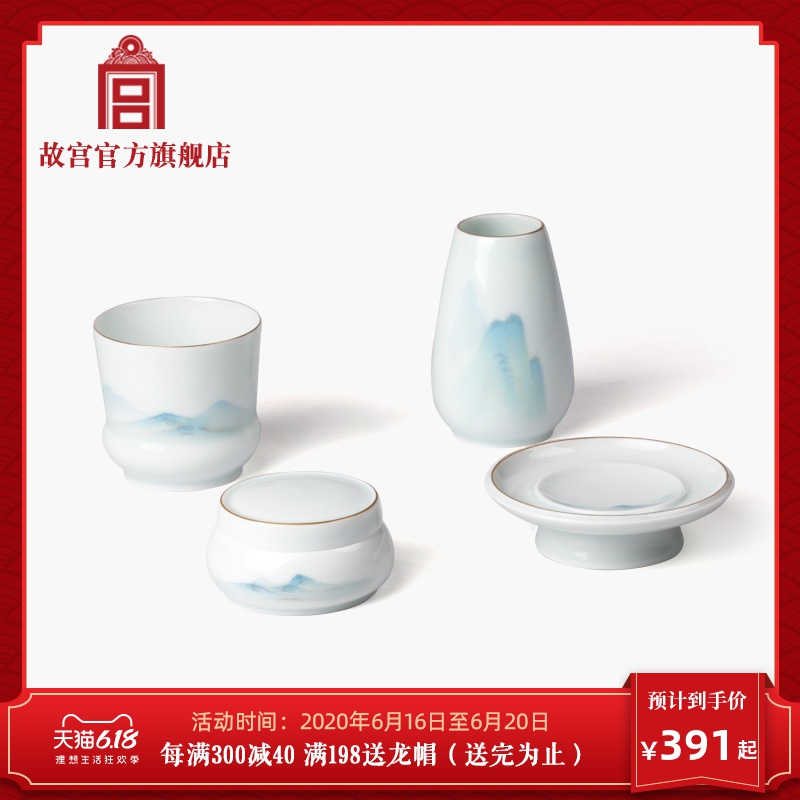 Palace li jiangshan hand - made head of the set sandalwood incense ceramic Palace official birthday gift to the Forbidden City