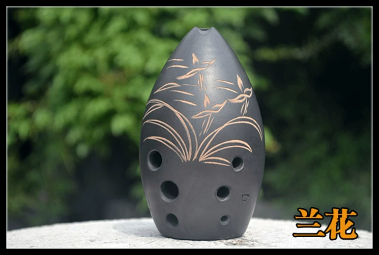 Nhạc cụ dân tộc Nhạc cụ mới bắt đầu tám lỗ hình quả lê chơi gốm đen gửi túi đầy đủ quà tặng ocarina