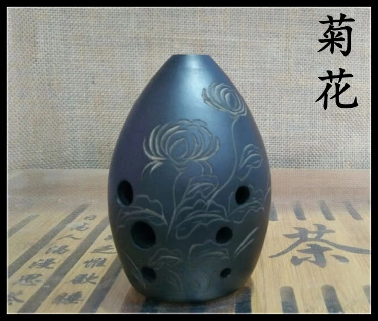 Gốm đen 埙 quốc gia tám lỗ người mới bắt đầu hút thuốc chơi nhạc cụ hình quả lê 陨 gửi kiêm và túi vải cung cấp đặc biệt