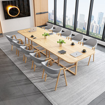 Simple modern meeting table and chair combination reception rest area long table large reading room training long table Books