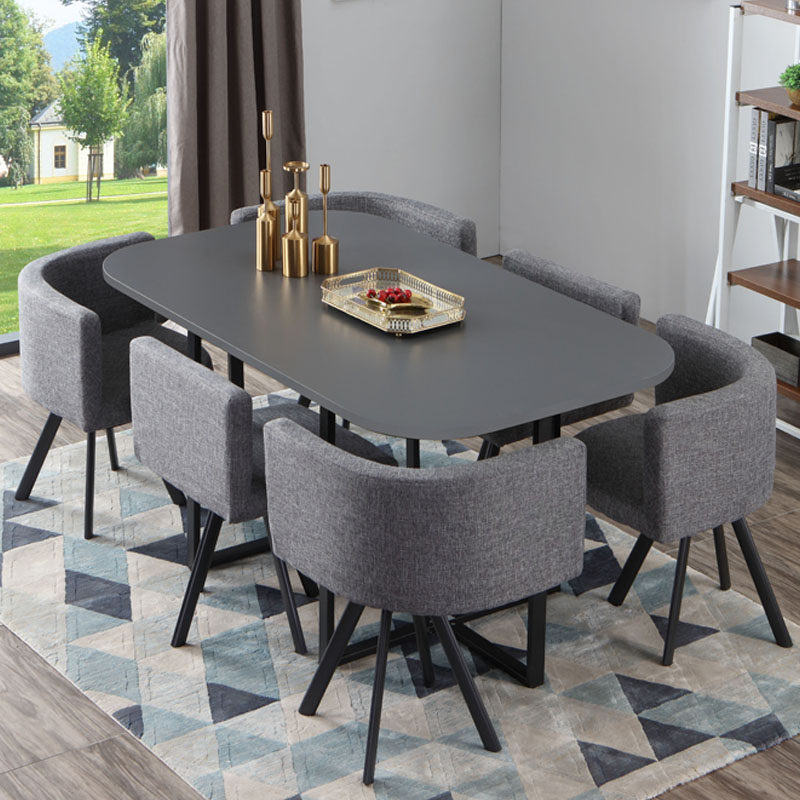 One Table Six Chairs Rectangular Table Sample House Display Center Negotiation Table Exhibition Hall Reception Guests Negotiate Table And Chairs Combined Dining Table