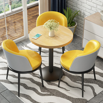 Simple coffee shop negotiation table and chair combination sales office reception sofa office reception negotiation small round table coffee table