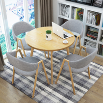 Simple negotiation table and chair combination office leisure reception round table shop reception coffee milk tea shop table Nordic