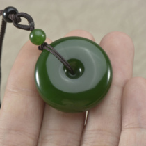 And Tian Yubei jade Ping An buckle pendant for men and women with spinach green jade jade pendant Yupei
