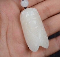 Xinjiang Hetian jade pendant white jade pendant knows the Jade Cicada blockbuster jade pendant mutton with certificate