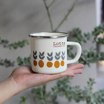 ES) French retro ins water Cup Japanese enamel cup enamel mug cup milk cup orange breakfast cup