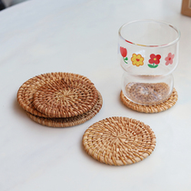 Korean same ins rattan coaster handmade insulation coffee coaster desktop photo props