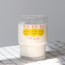 ES) ins same glass water cup Milk Cup cute smiling face breakfast cup coffee cup cup set heat-resistant