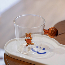  ES)Patented design three-dimensional animal cup ins glass water cup female bear glass creative Korean star same style
