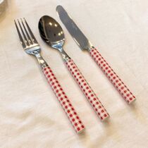 Korean ins blogger with check handle spoon retro vintage western food knife and fork spoon set dessert spoon