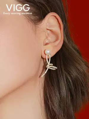 vigg ribbon earrings women's summer sterling silver niche design earrings 2021 new trendy cold wind pearl earrings