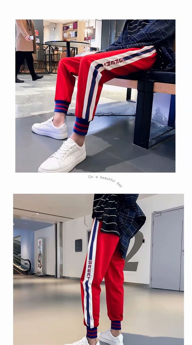 Quần Hong Kong phong cách thu đông và quần âu nam Slim plus nhung quần thể thao nam chân quần dày cỡ lớn co rút quần dài quần thể thao nam