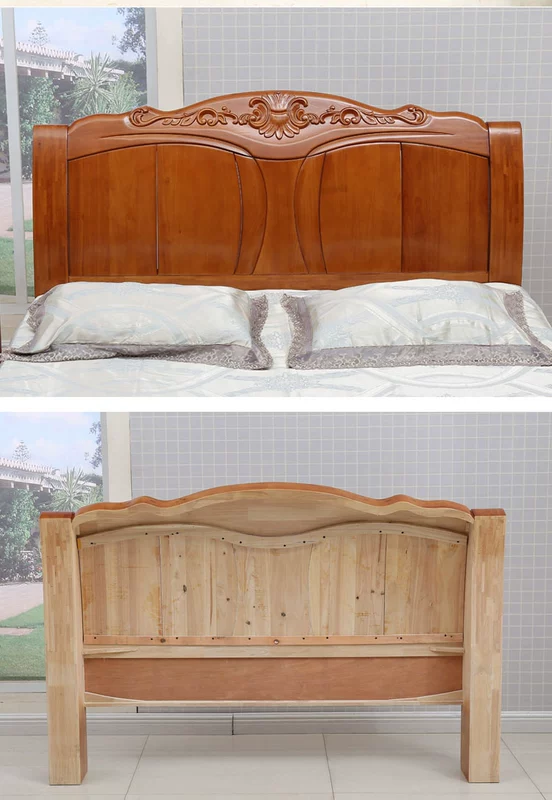 gỗ hiện đại đầu giường đầu giường đơn giản sồi châu Âu sơn tấm lưng 1.5 / 1.8 / 2.0 Beige râu - Giường phản giường