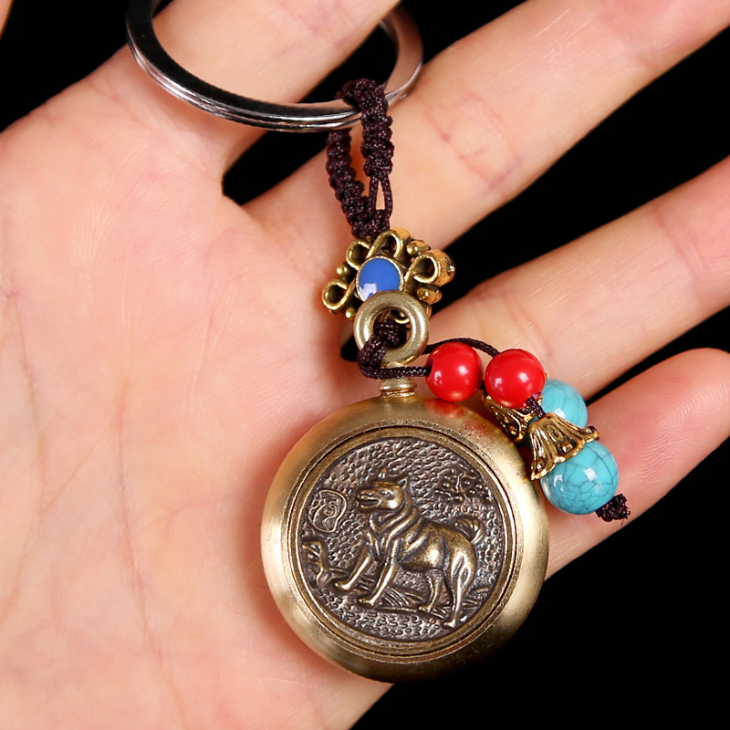 12 zodiac pure bronze zodiac zodiac transfer money key buckle rotatable copper money small pendant to decompress toy rat bull tiger rabbit dragon horse