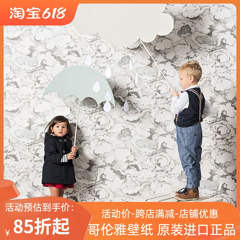 Spot SMALL tALK bn Netherlands imported wallpaper children's room background wallpaper clouds dark cloud background wall