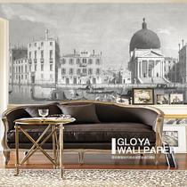 Water City Venice environmentally friendly non-woven building retro background wall bedroom living room large custom wall painting mural