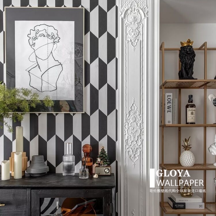 Spot UK Import wallpaper Geometric II Tile minimalist American rhomboid plaid pure paper wallpaper