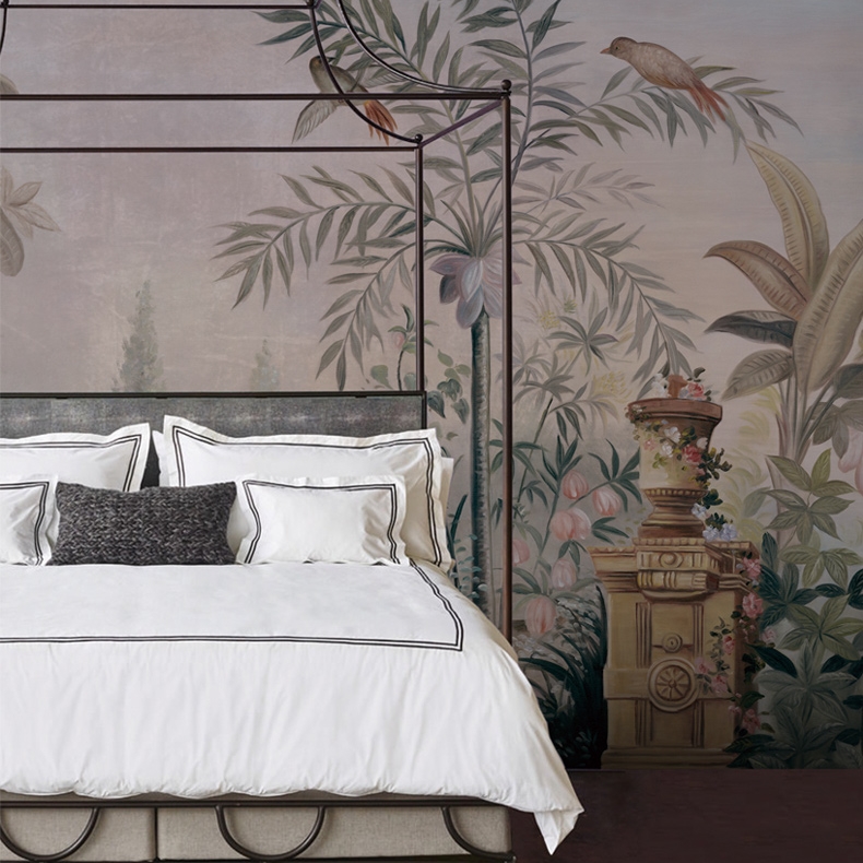 Fontainebleau jane beauty retro pastoral jungle TV background wall Bedroom living room large custom mural wall painting