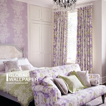 Sanderson UK imported environmental protection pure paper Nordic style rose group flower Bedroom living room study wall paper