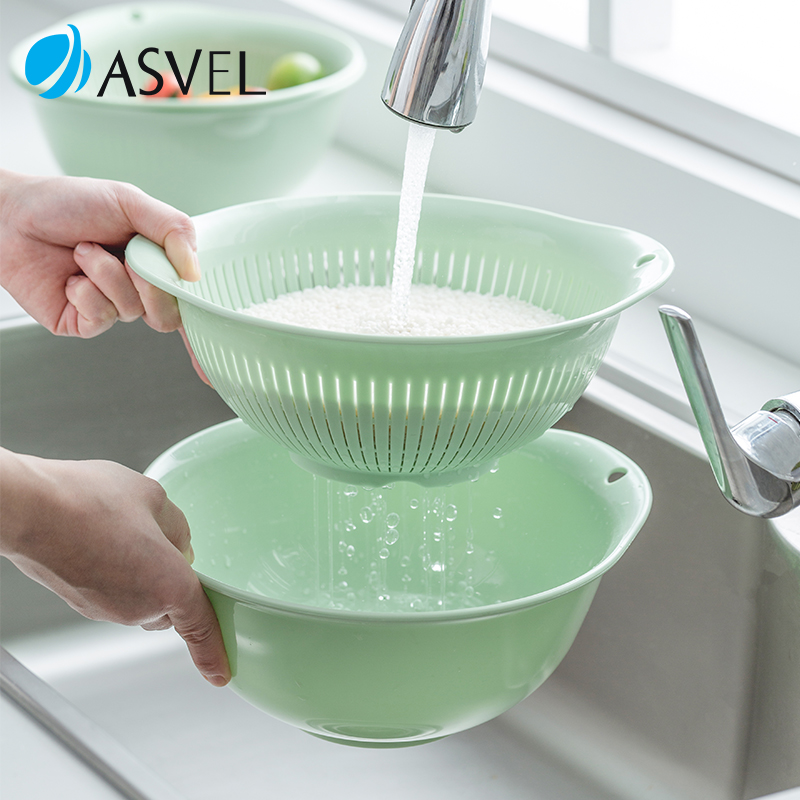 Drain Basket Japan Imports ASVEL WASH BASIN PLASTIC KITCHEN WASHING RICE WASH RICE DRAINING BASIN WATER FRUIT BASKET VEGETABLE BASKET