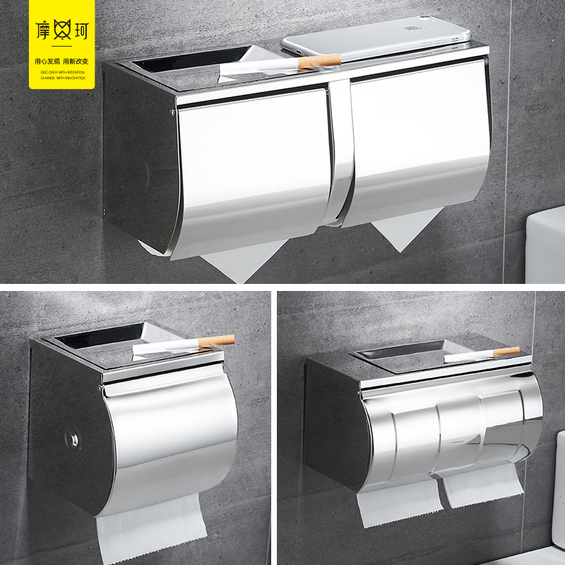 Toilet tissue box toilet toilet paper box stainless steel waterproof household small roll paper box punch-free toilet paper holder