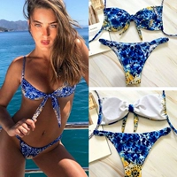 2018 mới in bikini châu Âu và Mỹ thắt nút phụ nữ dây đai chia áo tắm AliExpress bikini đồ bơi bikini