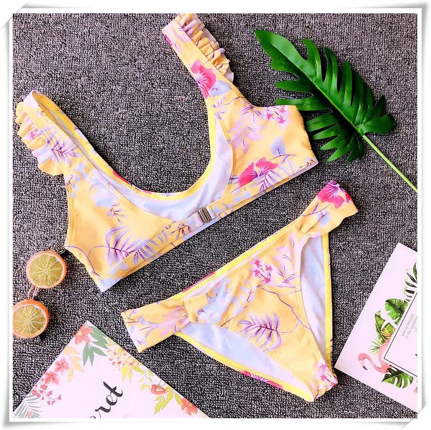 Áo tắm mới 2018 của Amazon bùng nổ in áo len xòe nữ bikini mặc bikini - Bikinis ao tắm