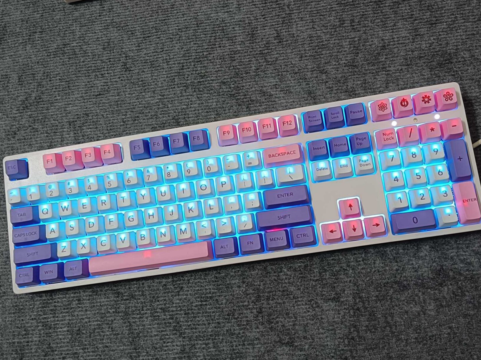 HANA Cherry Blossom Machinery Keyboard Hot Sublimation PBT Key Cap OEM Height 108 key