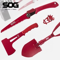 SOG SOG China red four-piece outdoor portable combination tool engineer shovel saw axe axe EDC tool