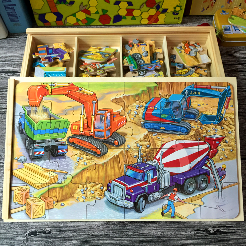 24 pieces of children's massive jigsaw puzzle traffic car dinosaur animal 34567 years old man and woman assembling puzzle toy