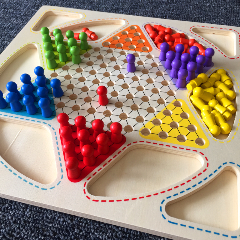 Children's early education educational wooden toys student checkers flying chess two-in-one chess boy and girl parent-child game