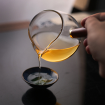 Public cup side to thicken the fair cup tea divider thickened heat resistant glass solid wood glass tea leak suit single upscale heat resistant