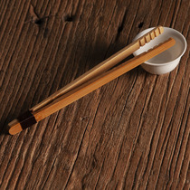 Wooden tea clip Household Kung Fu tea set Tea ceremony six Junzi accessories set Tea cup Bamboo straight clip Tea tweezers