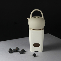 Japanese handmade white clay carbon stove Ceramic charcoal kettle Kung Fu tea set Coarse pottery teapot side handle beam pottery pot