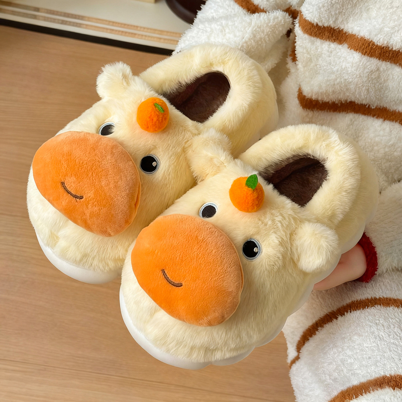 Cute Capybara Plush Slippers with Heel for Women, Winter Outdoor Wear, Couple's Plush Warm Home Cotton Shoes for Women Cute Capybara Plush Slippers with Heel for Women, Winter Outdoor Wear, Couple's Plush Warm Home Cotton Shoes for Women
