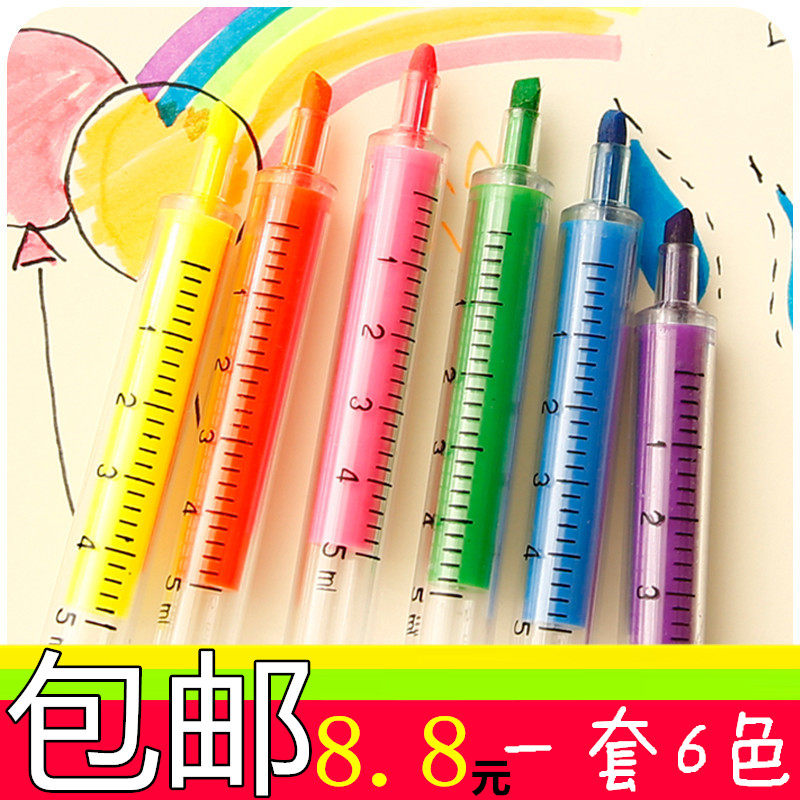  Creative stationery Candy color needle tube modeling fluorescent pen Strange pen marker pen Watercolor pen Gouache