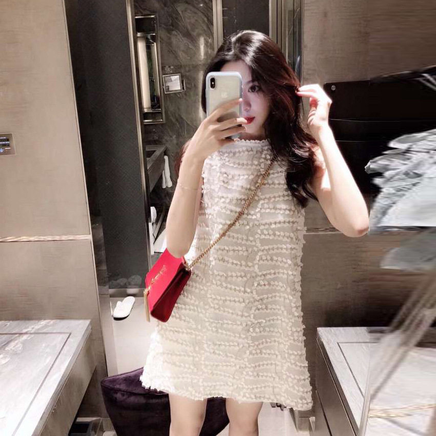 Teenage Girl Hearts White Dress 2022 New Early Autumn Sleeveless Vest Dresses Gentle Wind Fairy Resort Beach Dress