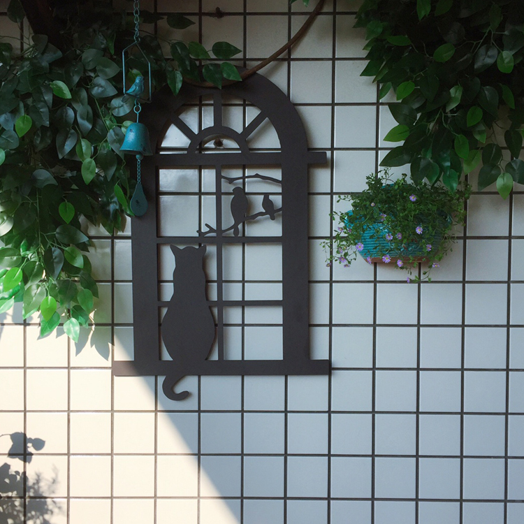 American Retro Iron Art Hanging Painting Wall Decoration Hanging Art Creative Living Room Balcony Pendant Mesh Red Wall Genguan Decoration Painting