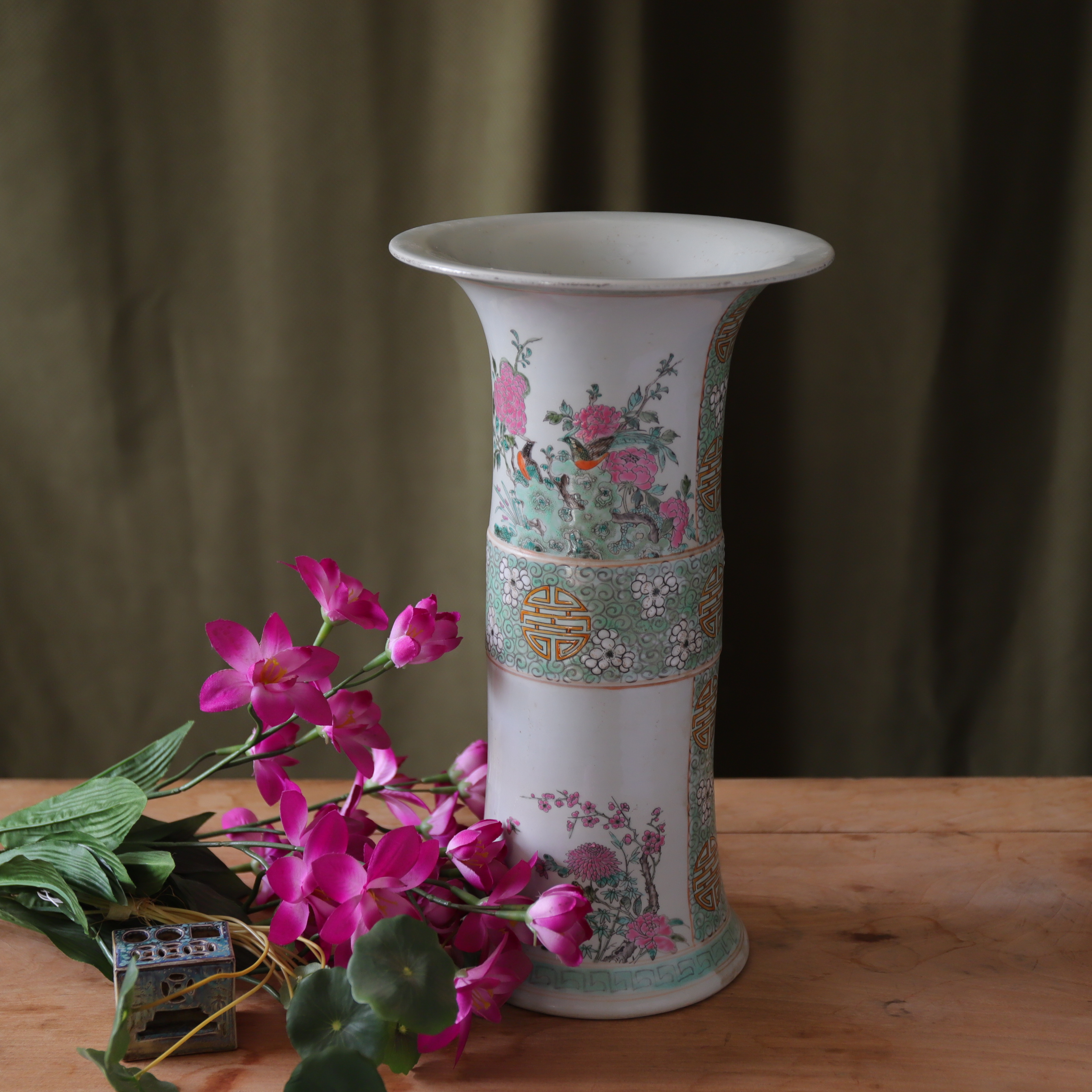 日月堂民国初年时期白瓷釉花觚青花瓷器白瓷陶瓷古董古玩老物件收