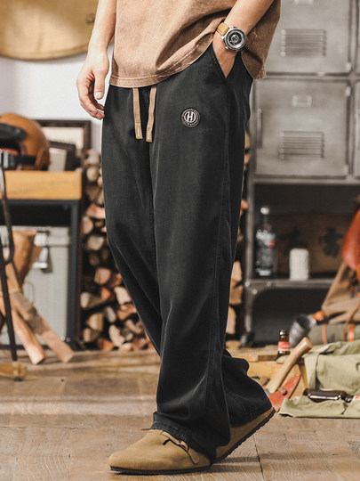 Jay Leno Lyocell Tencel Jeans Men's Autumn Thin Loose Straight Drape Trendy Men's Casual Pants