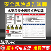 Water Pump Room Safety Risk Point Informed Sign Hazard Source Distribution Room Workshop Air Pressure Injection forklift Punch Milling Drilling Machine Machinery Harm Warehouse Wagon Post Warning Signs Limited Space Mark