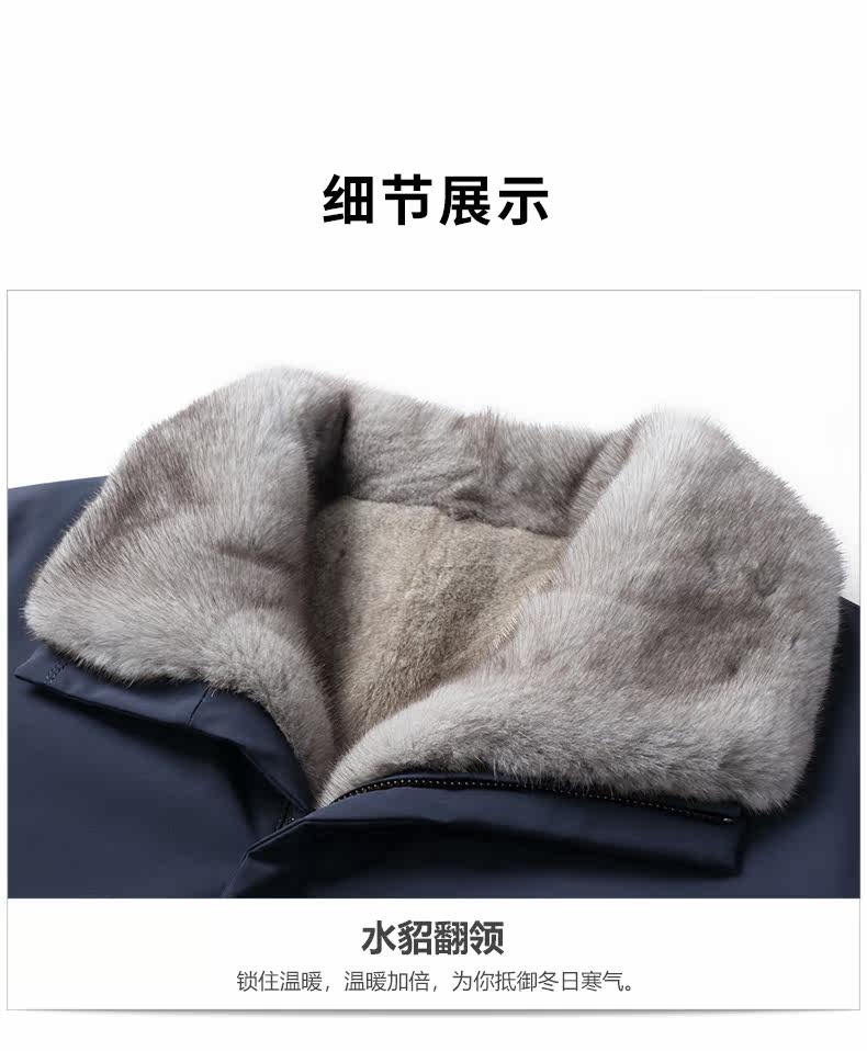 Меховая одежда muni/牧尼 进口水貂内胆尼克服中年男短款翻领夹克派克服貂皮外套 Animal husbandry